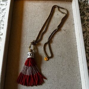 Stella & Dot  Red Tassel Pendant Necklace